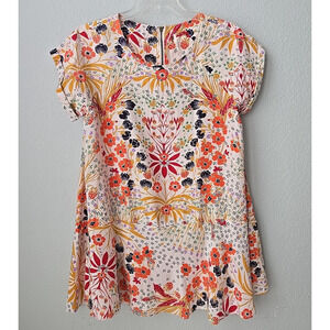 Free People Strawberry Fields Mini Dress Large Floral Swing Boho Colorful